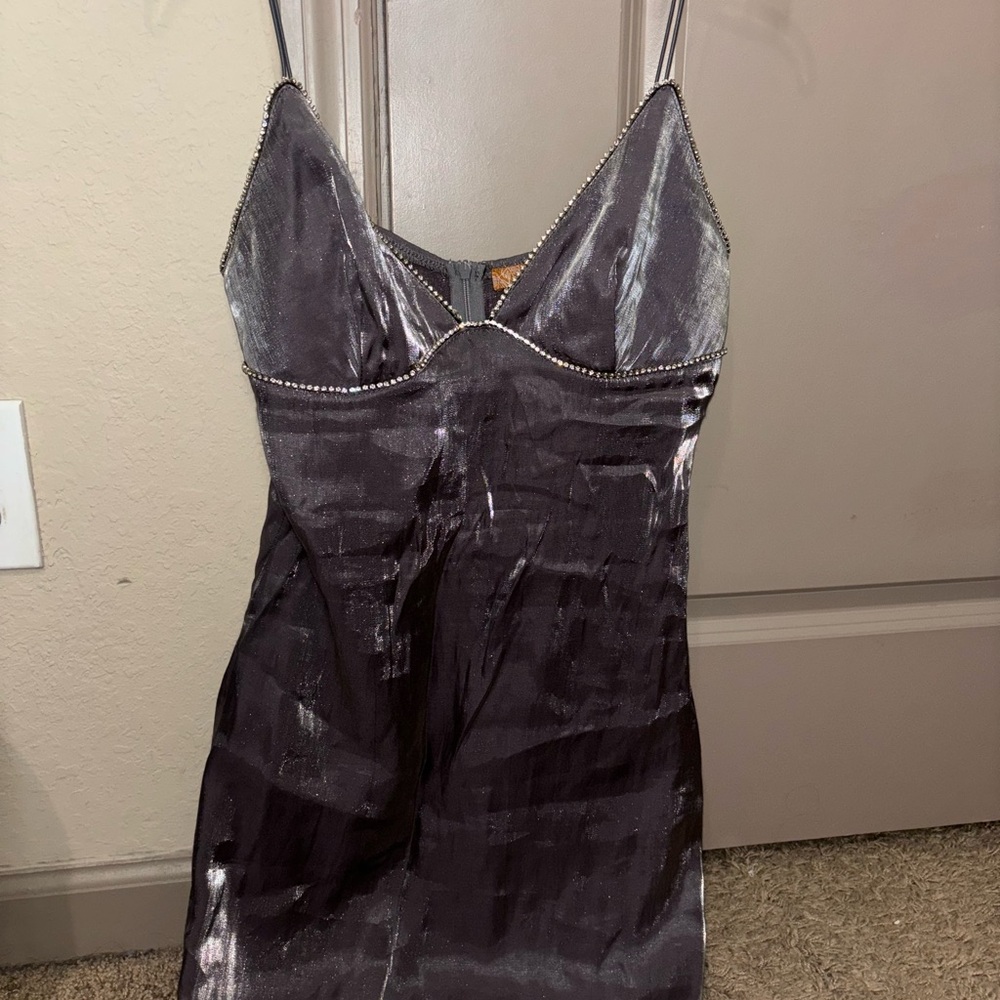 Silver and Rhinestone Slip Dress